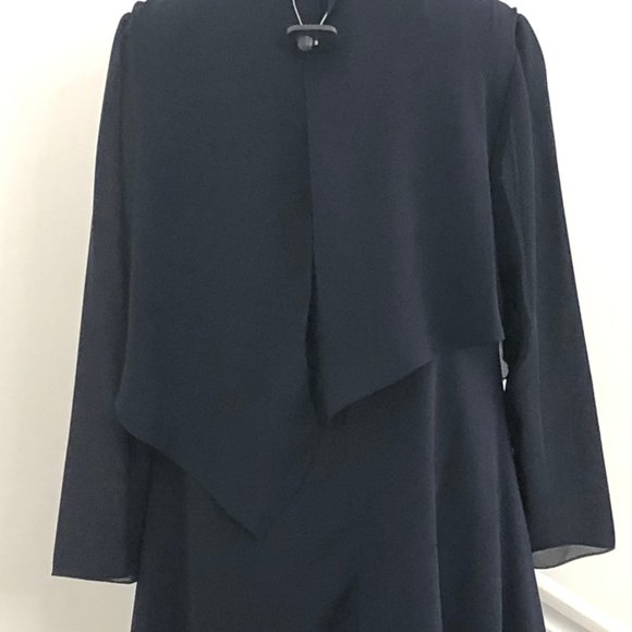 FIANDACA Vintage Navy Blue 3/4 Sheer Sleeve Layere - Picture 5 of 6